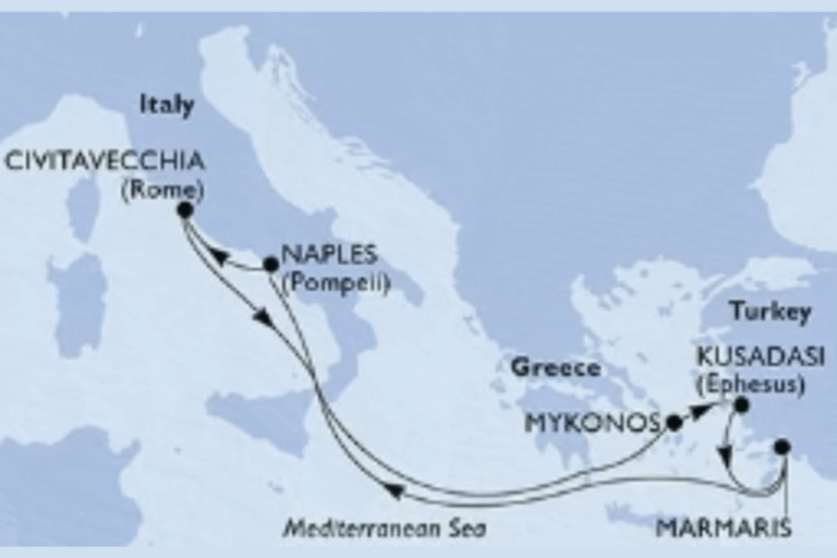 MSC Divina Mediterranean Itinerary
