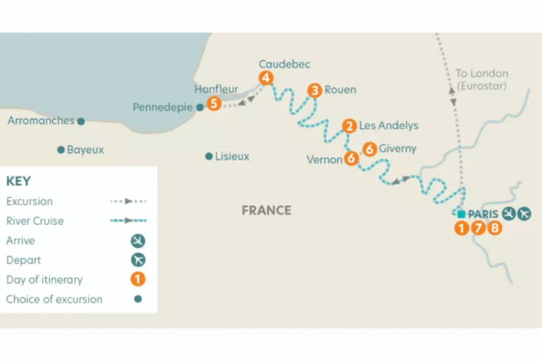The Seine, Paris and Normandy River Cruise Itinerary