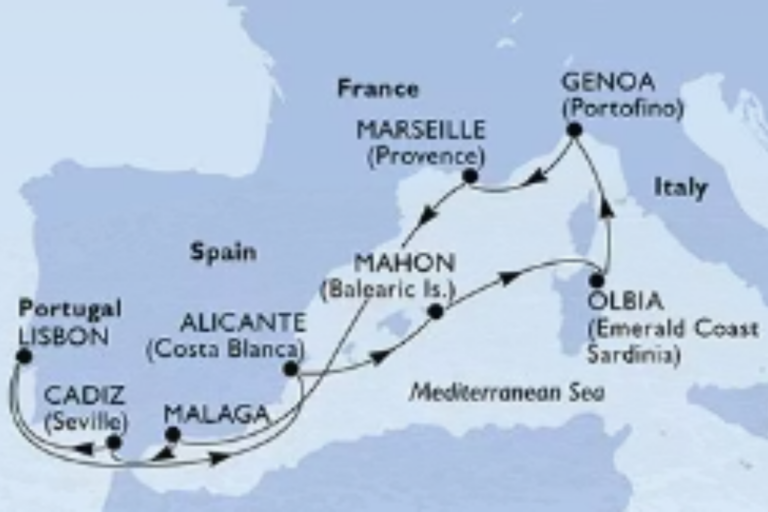 MSC Opera Mediterranean Itinerary
