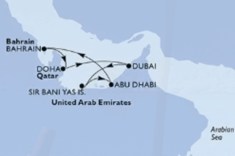 MSC World Europa: Dubai, Abu Dhabi and Qatar itinerary