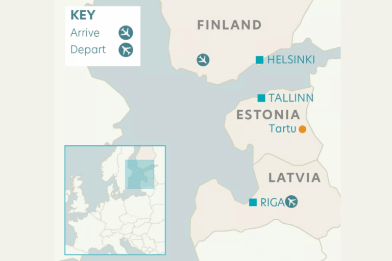 Helsinki, Tallinn and Riga Itinerary Map