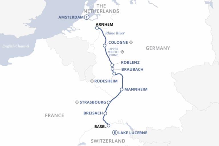 Castles along the Rhine Itinerary Map
